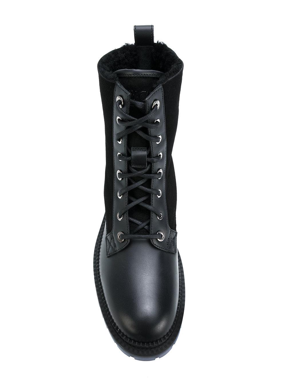 milo black leather chunky scoop toe boots