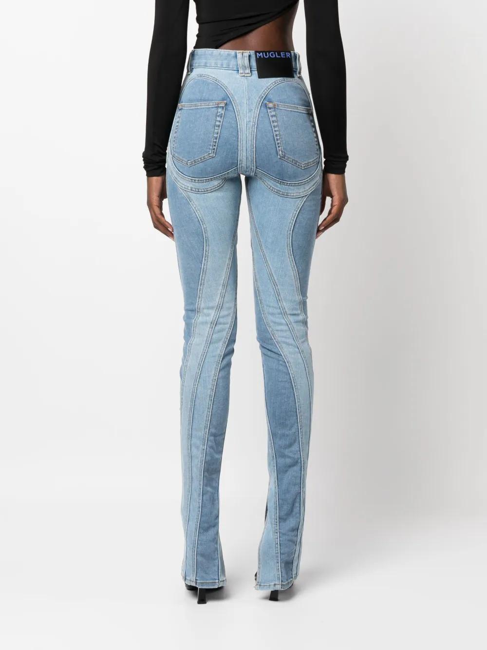 Mugler Spiral Split-Hem Skinny Jeans in Blue Lyst