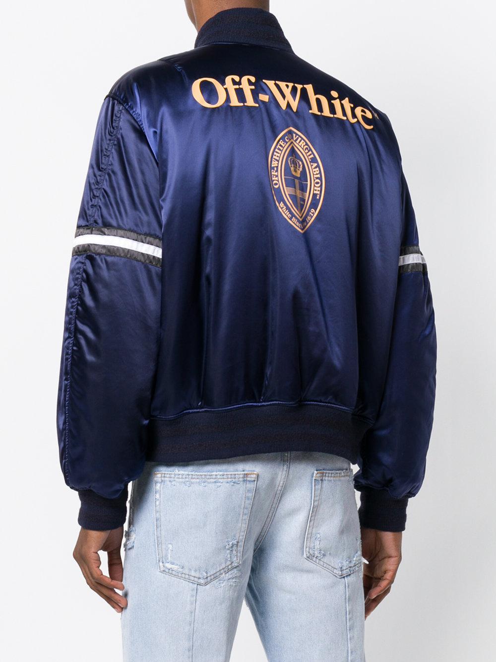 off white bomber jacket blue
