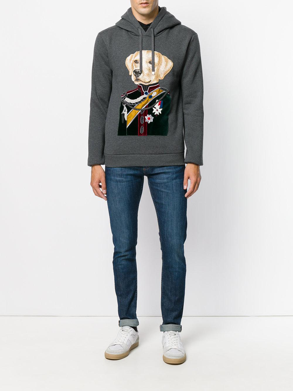 Dolce & Gabbana Dog Colonel Patch Hoodie in Gray for Men | Lyst