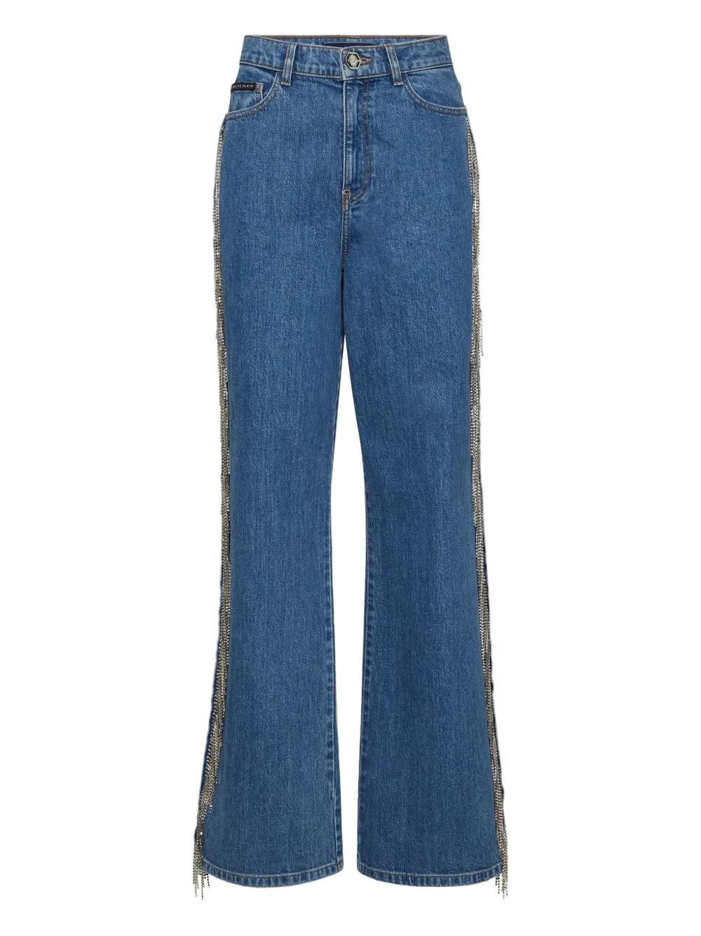 デニム・ジーパン Philipp Plein Flared High-Waisted Jeans With Split Hem High-Waisted Flare Jeans | Philipp Plein Outlet