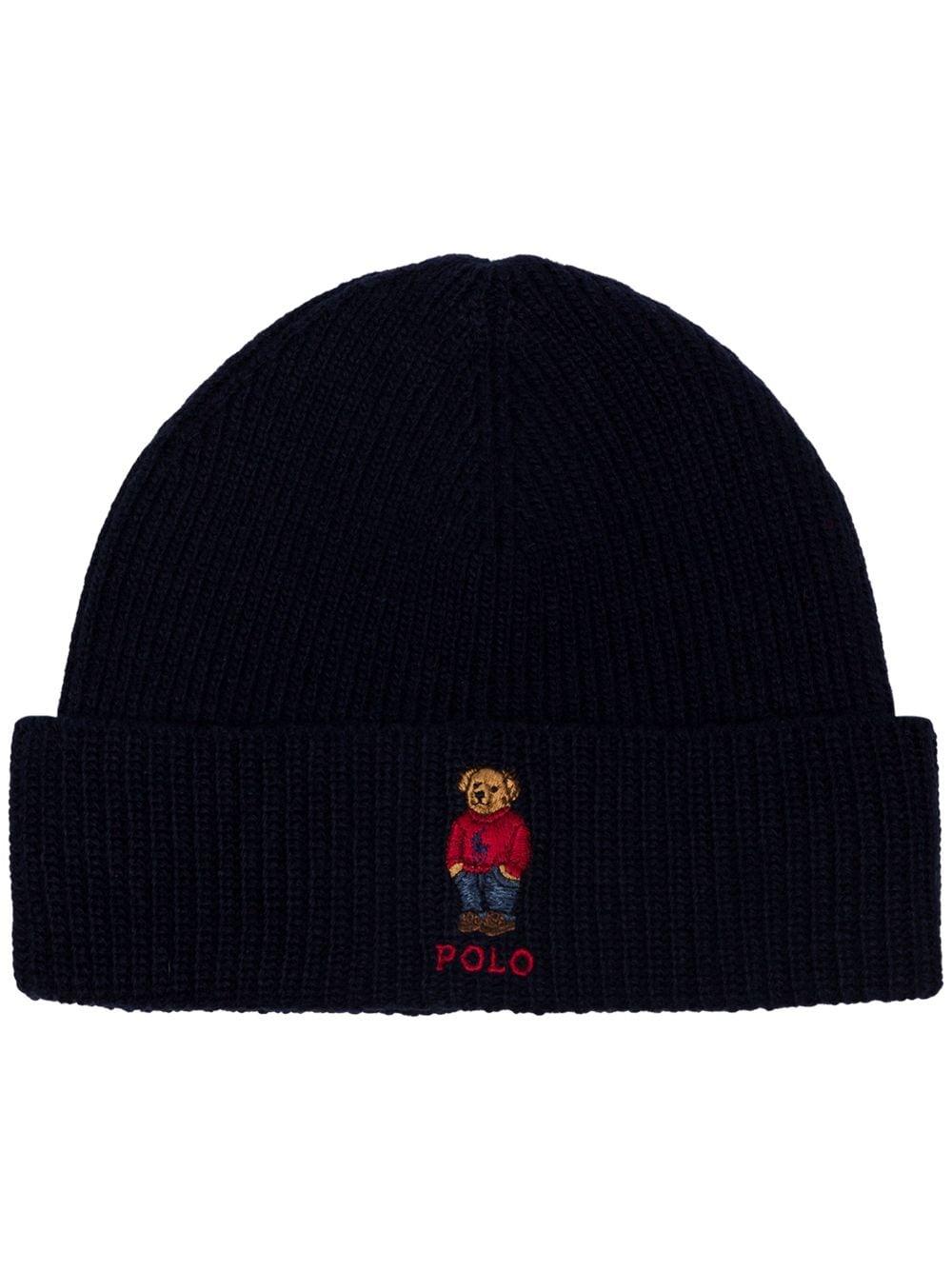 Embroidered Bear Logo Beanie Hat 