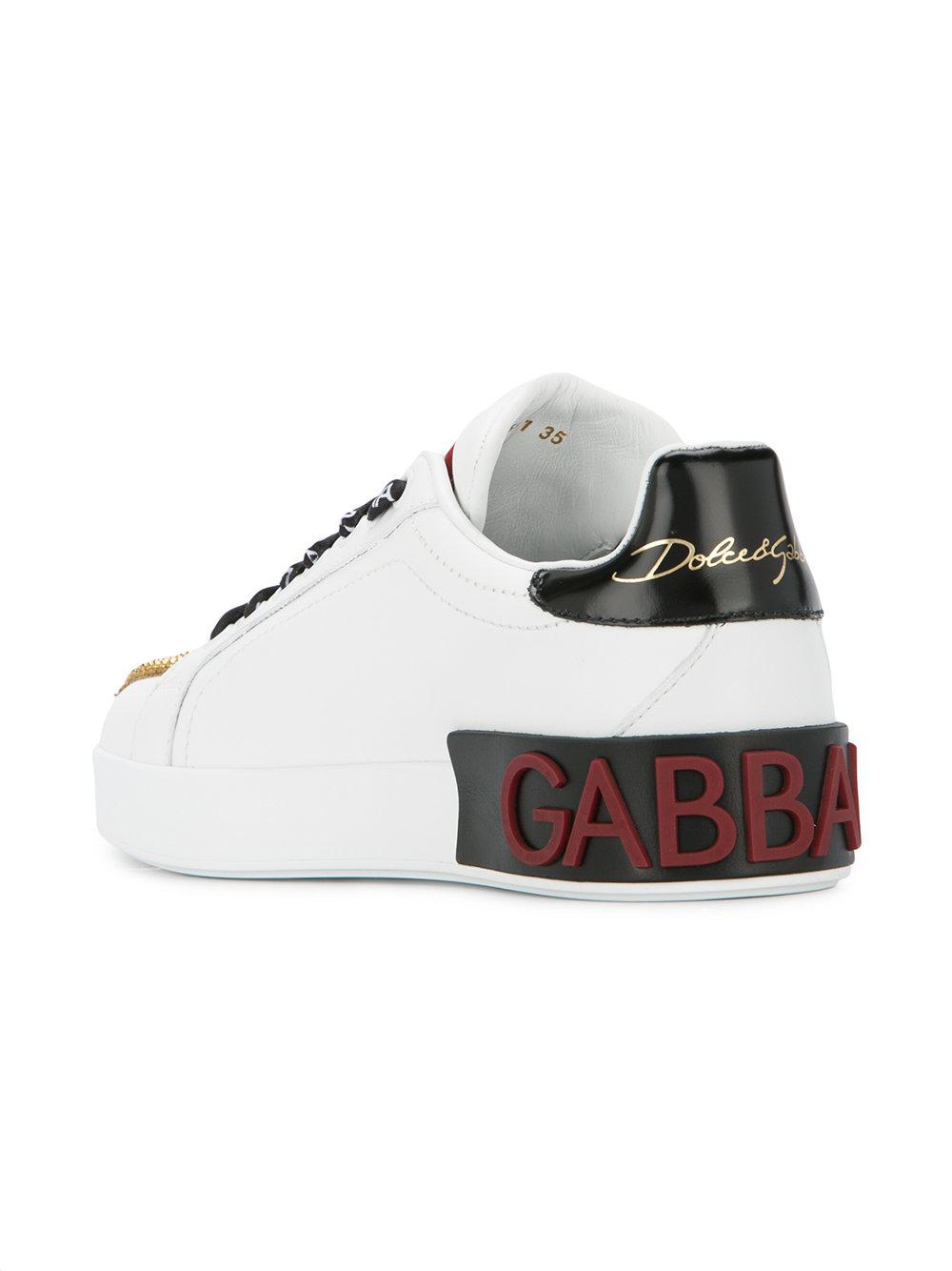 Dolce & Gabbana Queen Of Hearts Lace-up Trainers in White | Lyst