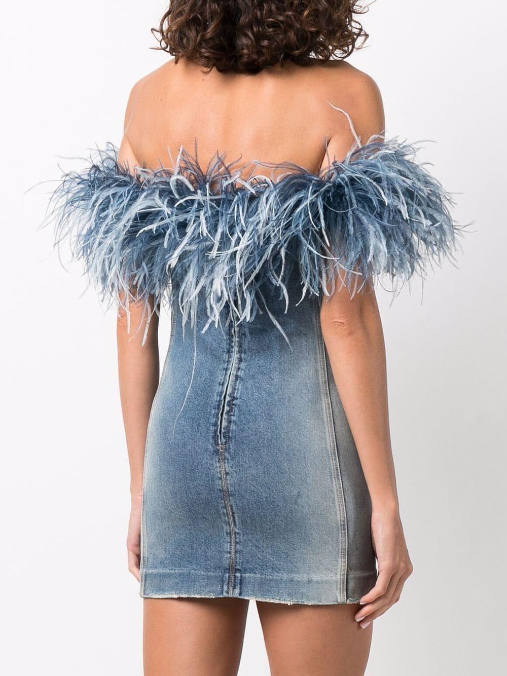 denim prom dress with feathers Royal Blue Sleeveless Feathers High Split Mermaid Prom Dresses