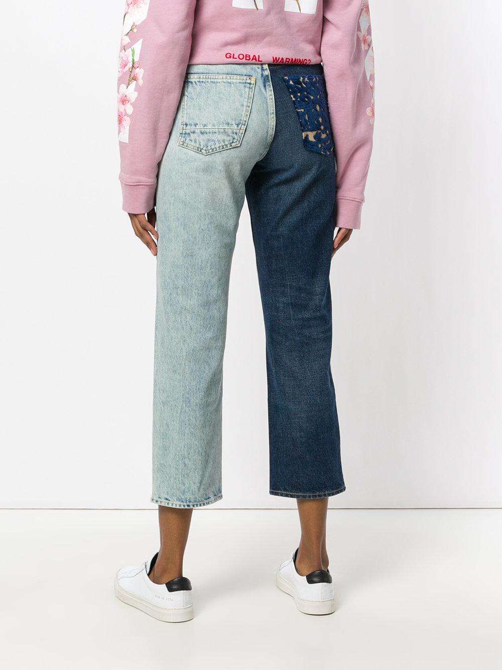 split colour jeans