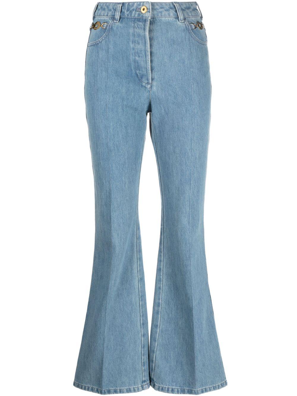 Patou Logo-embroidered Flared Jeans in Blue | Lyst