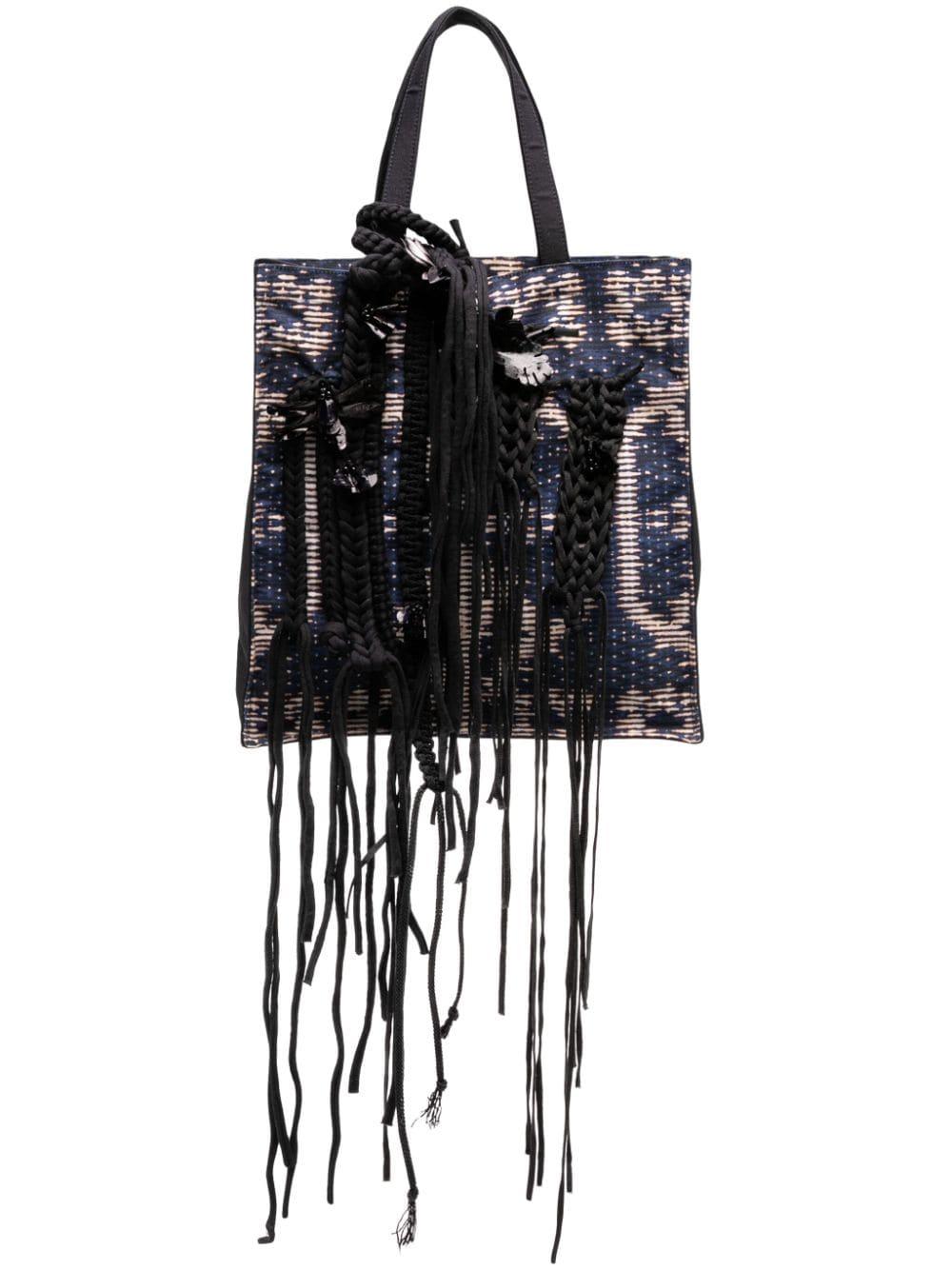 Biyan Braid-detail Embroidered Tote Bag in Black | Lyst