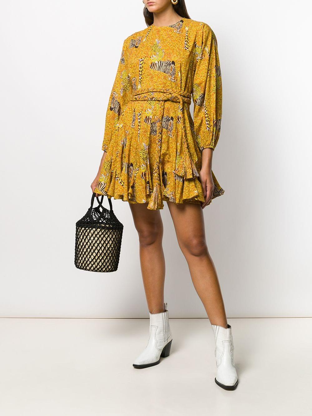 RHODE Zebra Print Dress in Yellow | Lyst