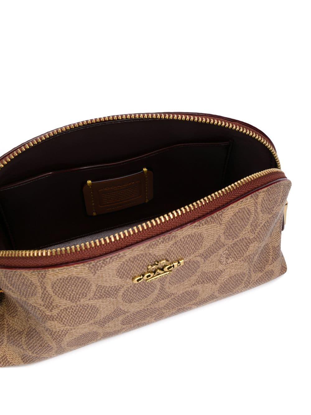 COACH Cosmetic Case In Signature Canvas in Brown | Lyst