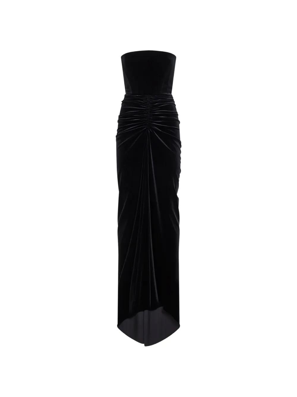 alex perry black strapless dress Alex Perry Strapless Midi Dress With Satin Trim