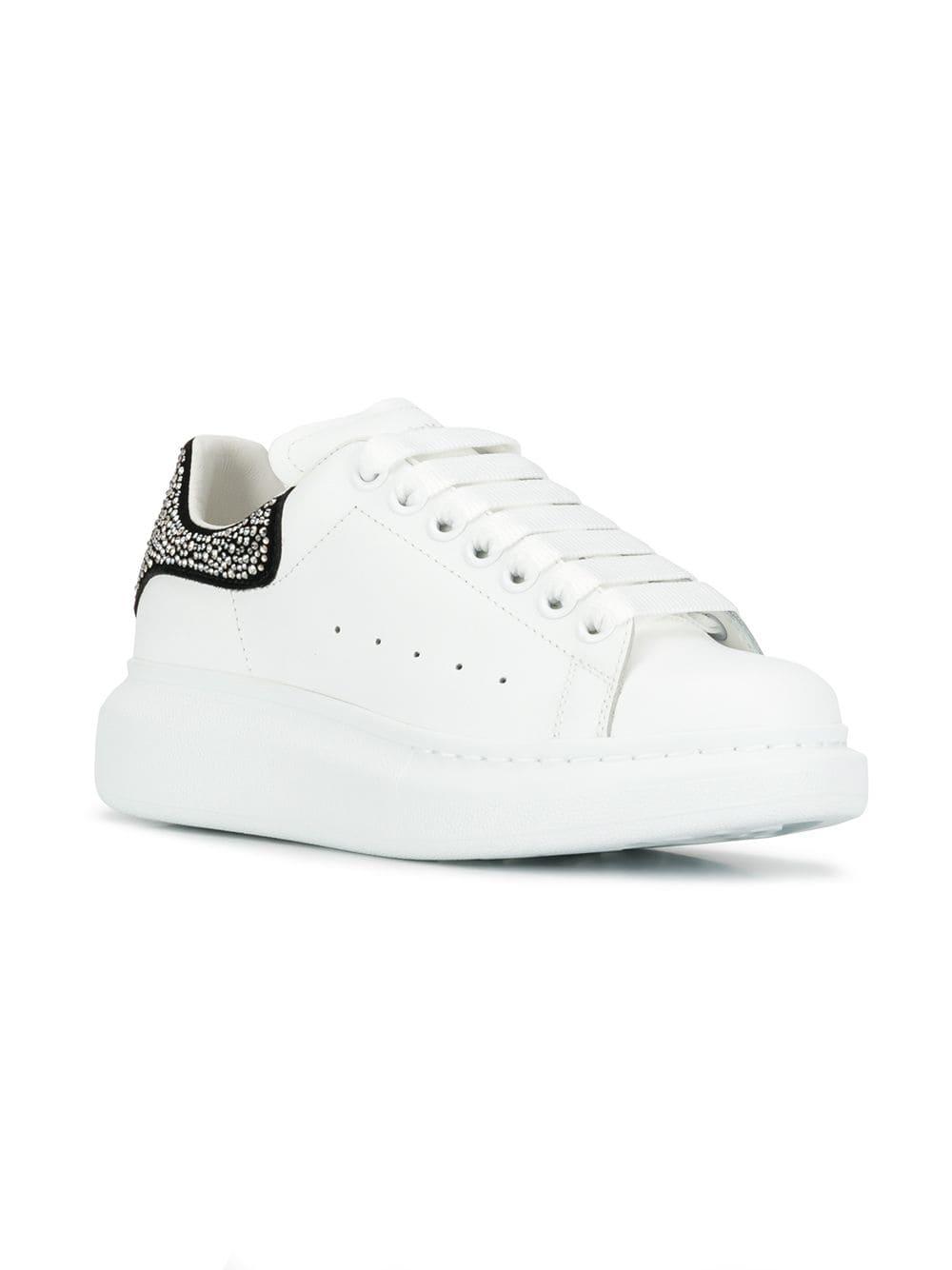 Alexander McQueen Leather Embellished Oversized Sole Sneakers in White ...