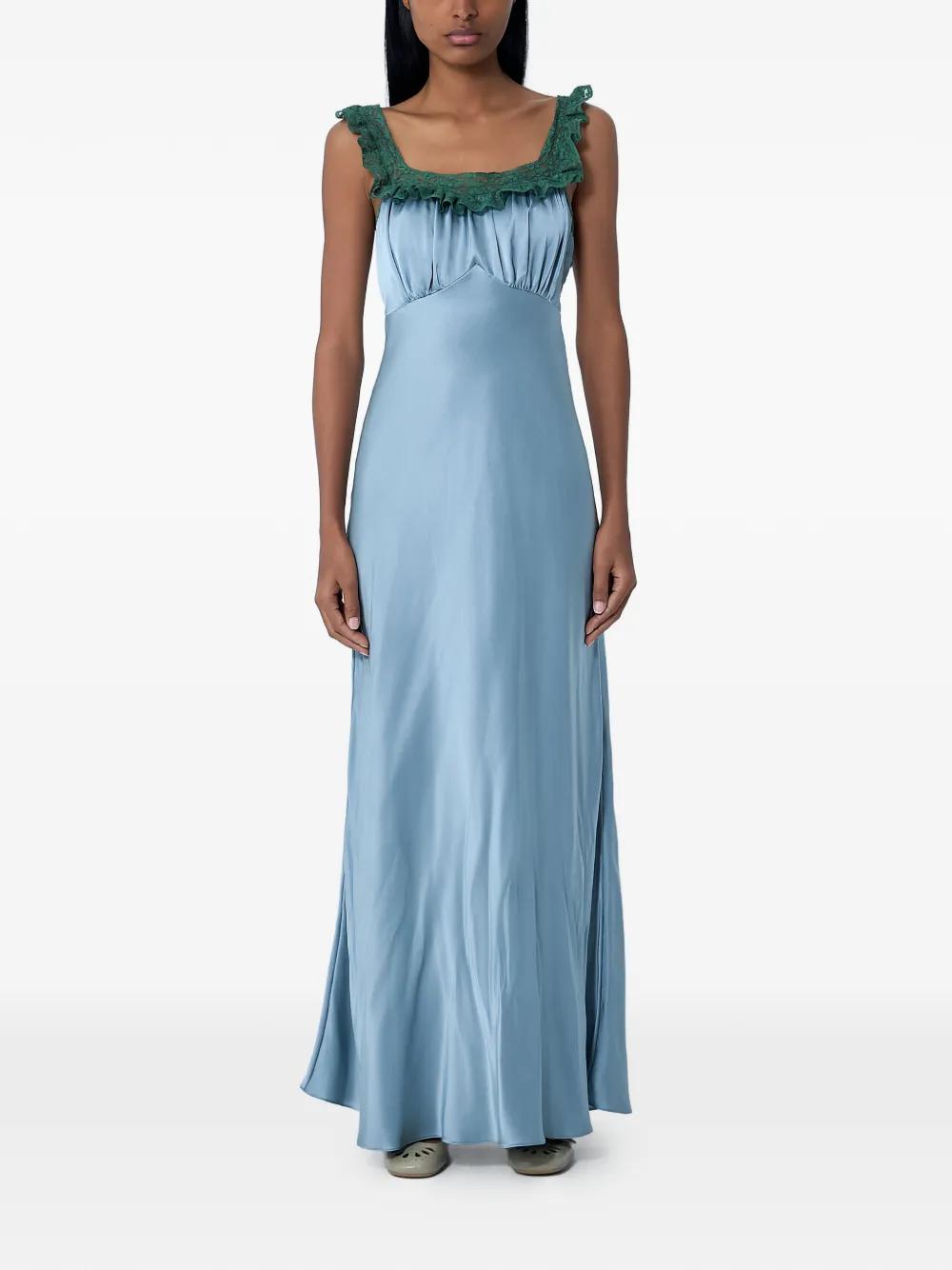 Chlo Lace-insert Satin Maxi Dress in Blue | Lyst Chlo Lace-insert Satin Maxi Dress in Blue | Lyst
