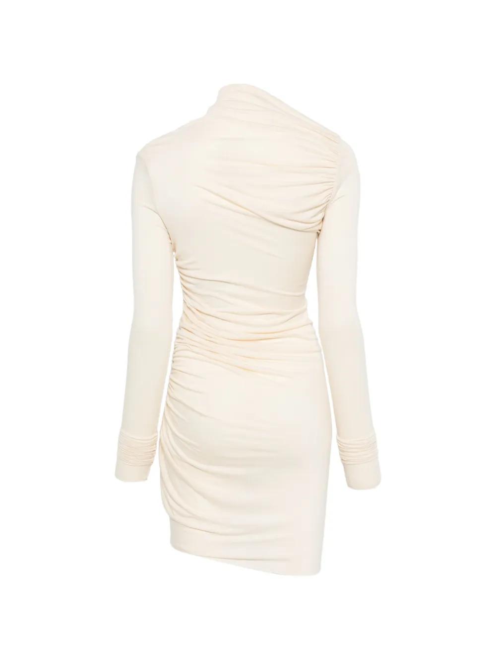 white dress with buttons down the front Boat Neck Dress (White)