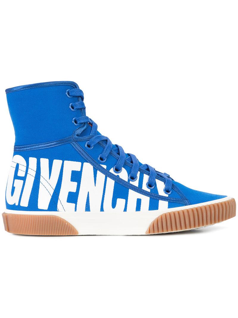 Download Givenchy Rubber Logo Print Hi-top Sneakers in Blue - Lyst