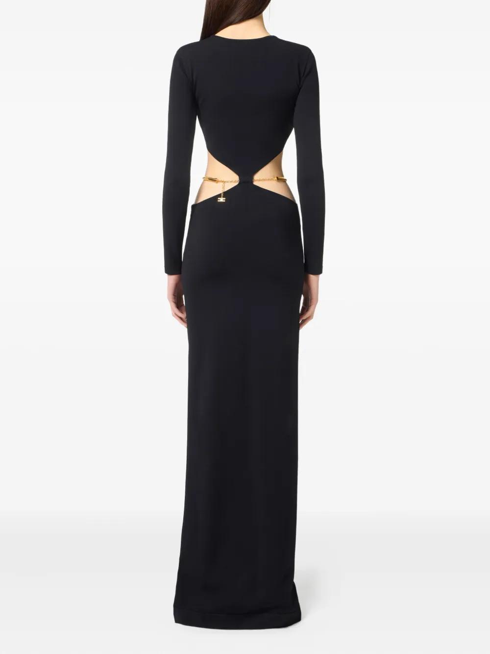 パーティードレス Elisabetta Franchi Fitted Black Evening Dress With Draped Elisabetta Franchi Flared Black Evening Dress With Fitted
