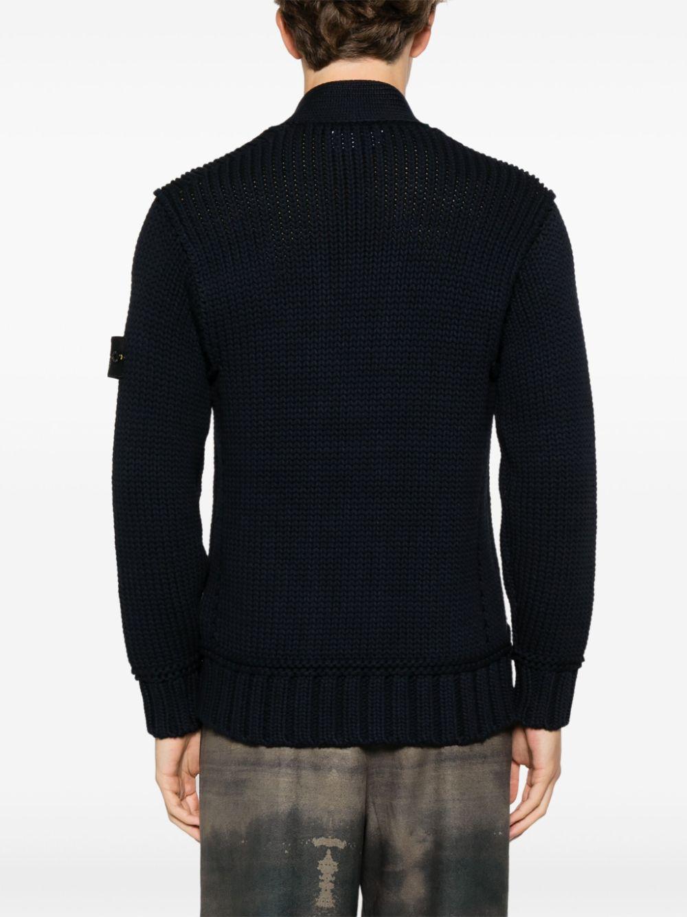 Stone Island メンズ ブルー チェーンステッチ カーディガン