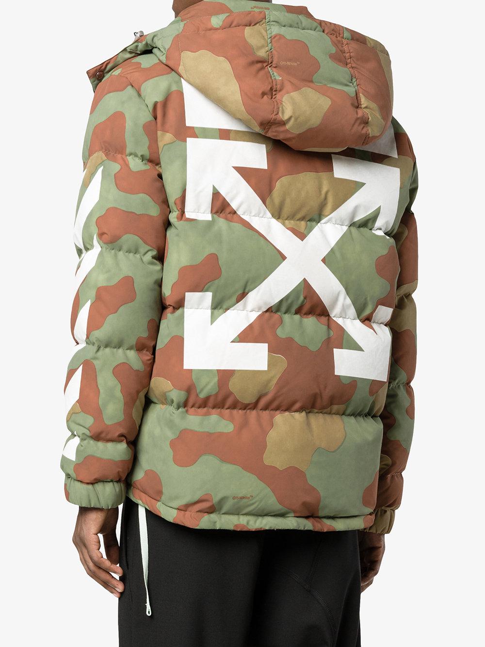 Off-White c/o Virgil Abloh Diagonal Camouflage Down Jacket in Green for Men  | Lyst