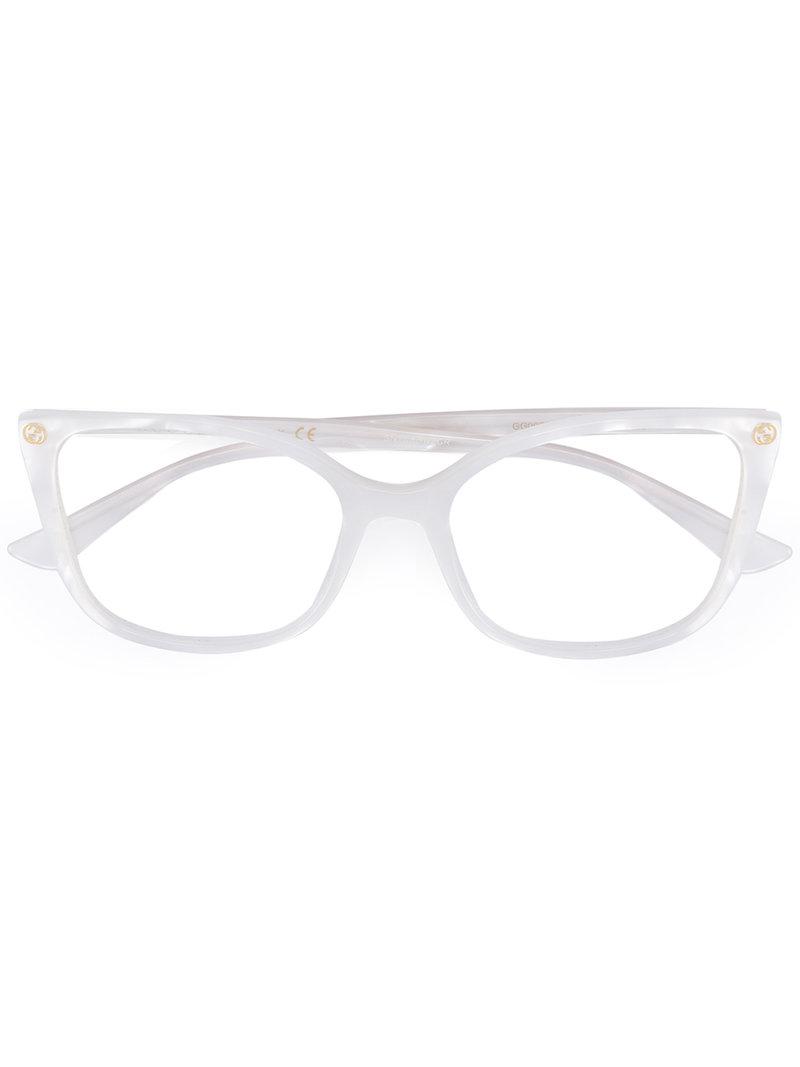 Gucci Marble Effect Square Glasses in White | Lyst
