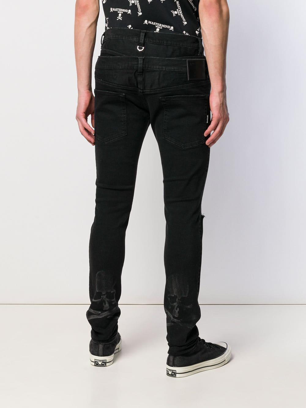 Mastermind Japan Ripped Skinny Jeans in Black for Men | Lyst