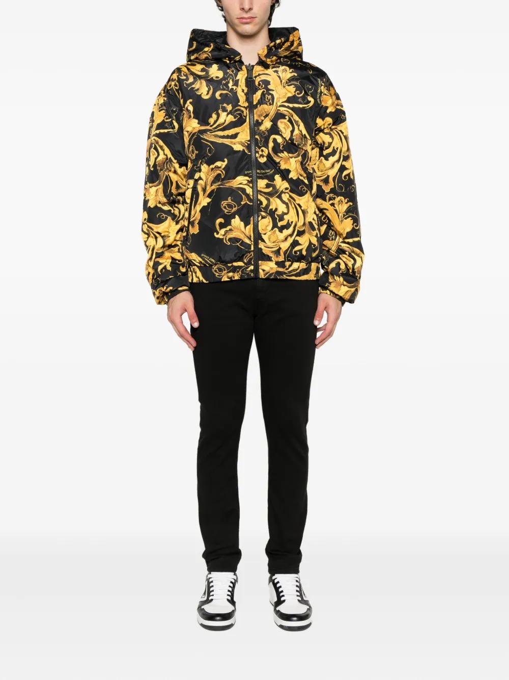 Versace Jeans Couture Baroque-Print Hooded Jacket in Black for Men