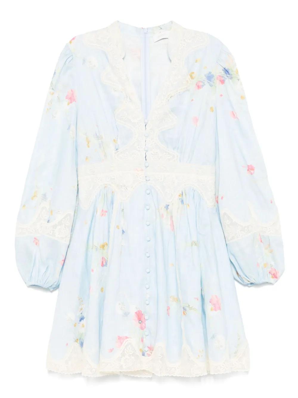 Zimmermann Lucky Linen Mini Dress in White | Lyst