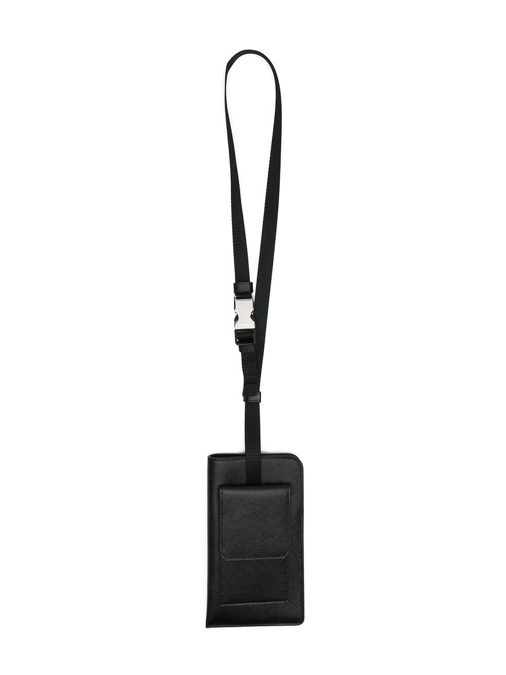 Prada Leather Lanyard Card Holder in Black for Men Lyst