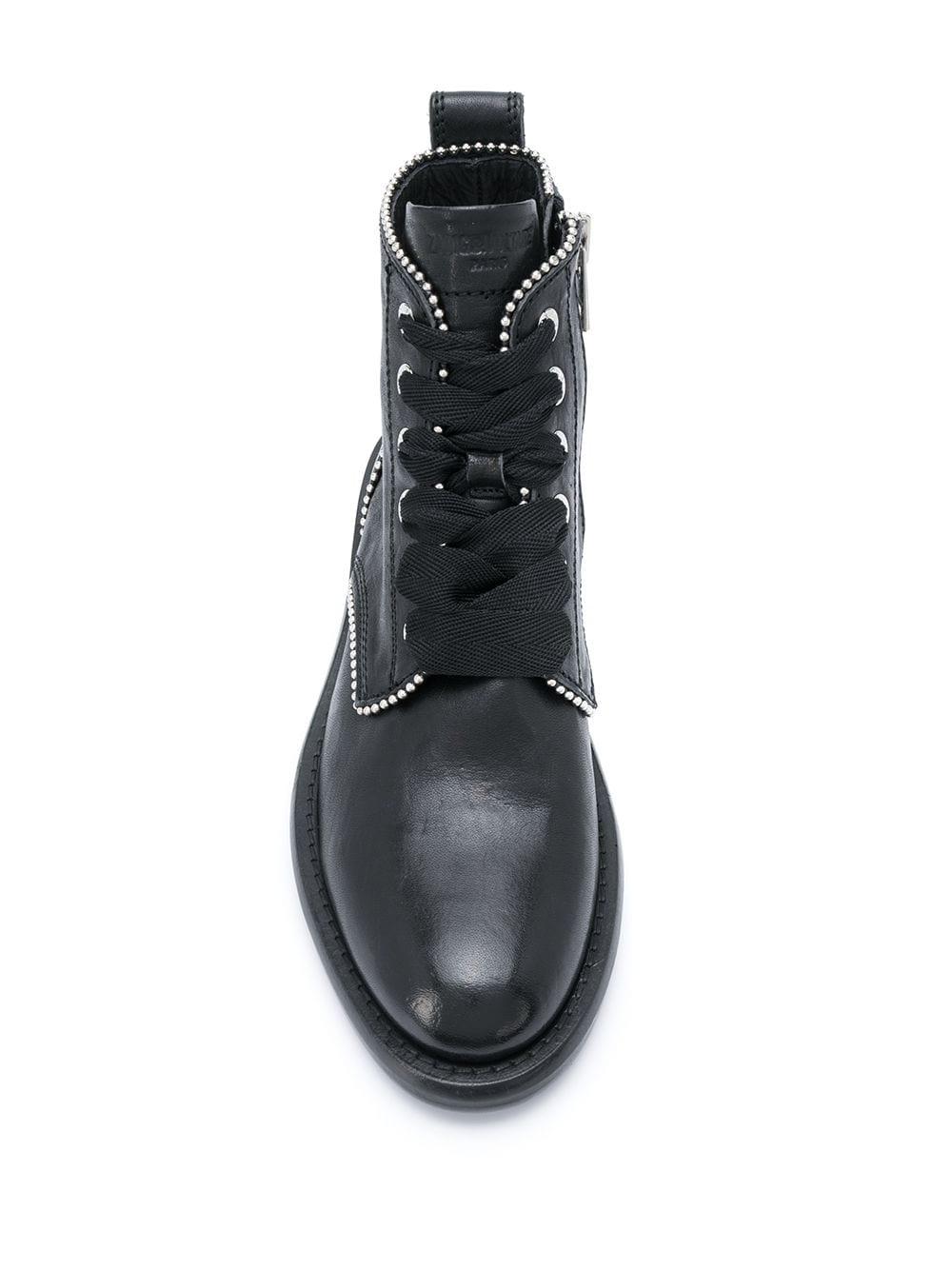 Zadig & Voltaire Studded Lace-up Leather Boots in Black - Lyst