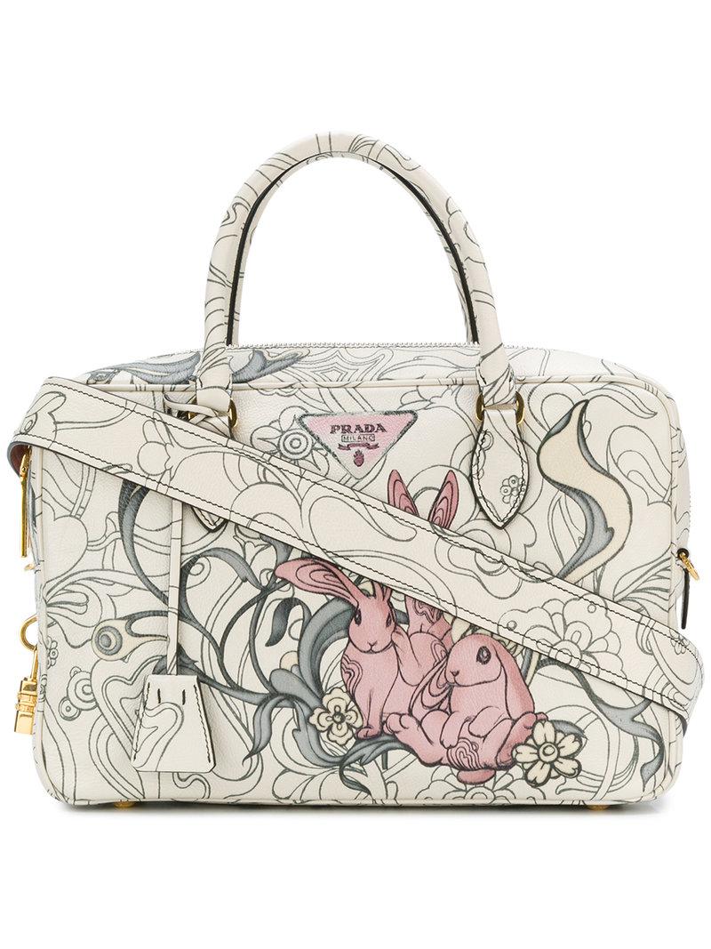 prada printed tote