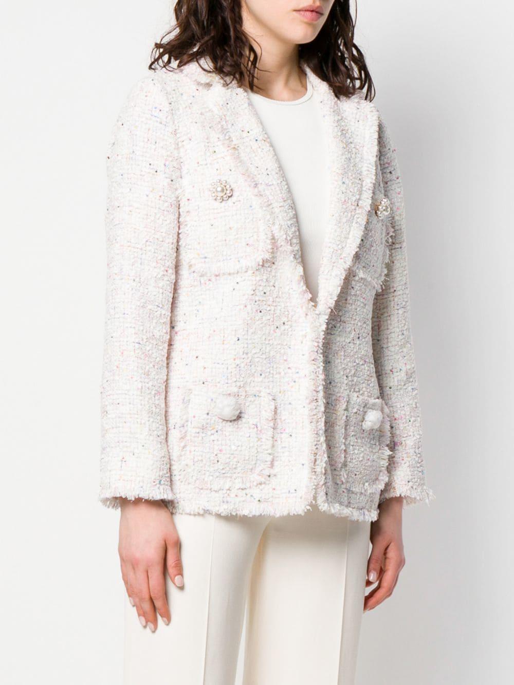 Edward Achour Paris Structured Tweed Blazer in White | Lyst