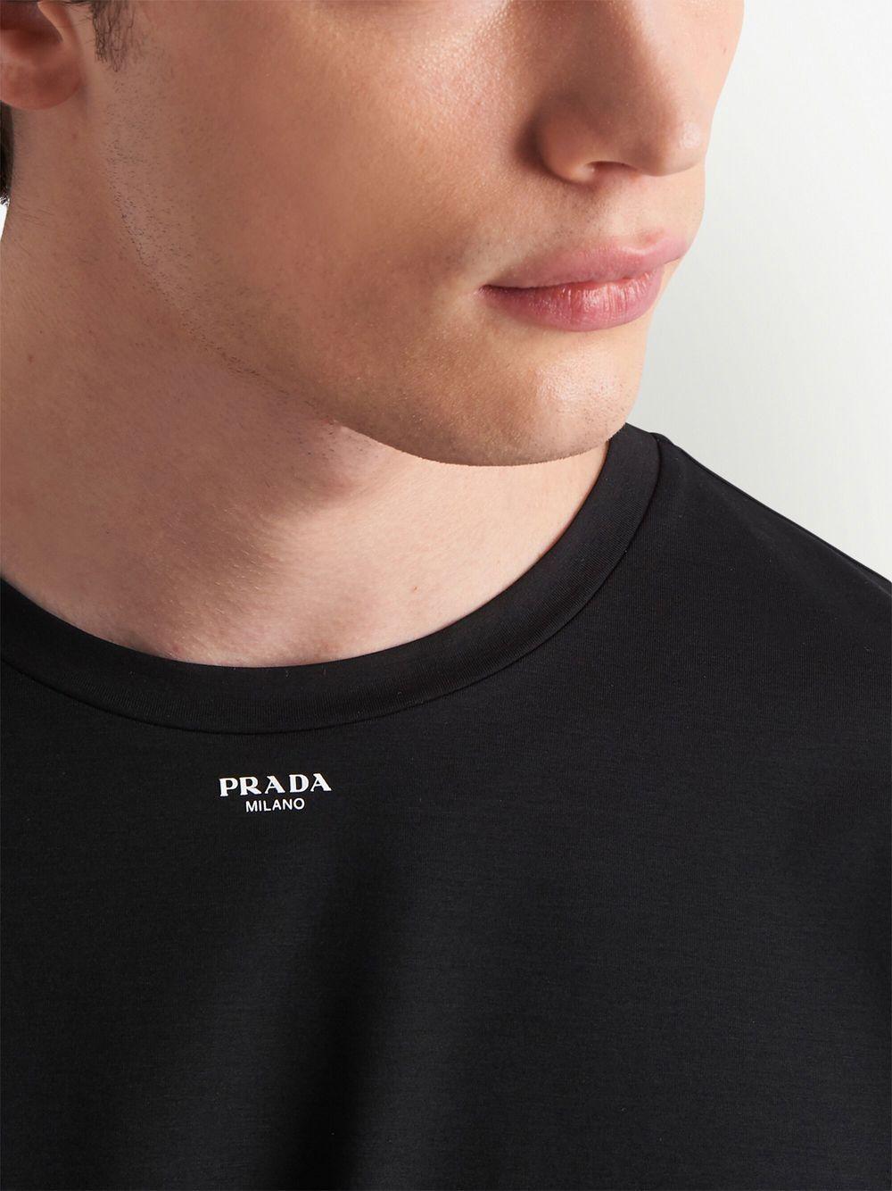 Prada Logo-print Short-sleeved T-shirt in Black for Men | Lyst