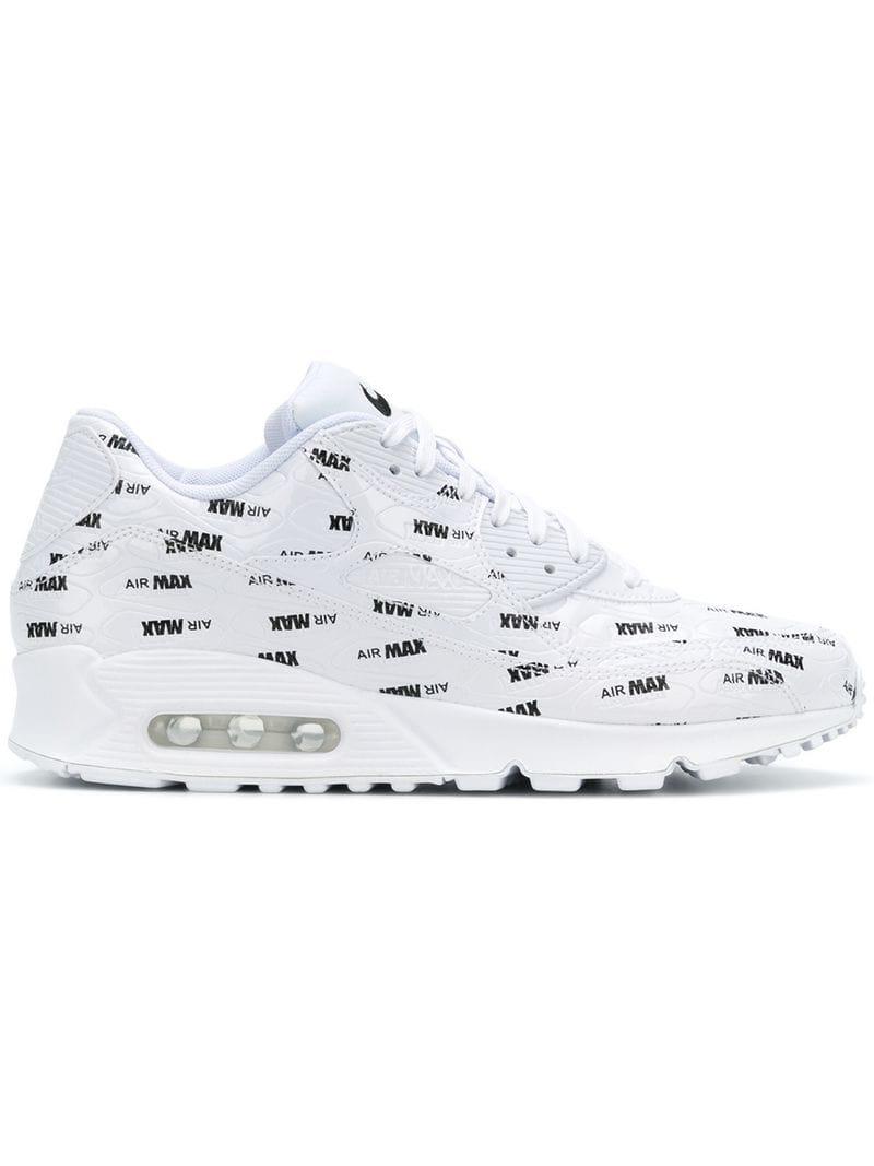 Nike Leather Air Max 90 All Over Print White Black for Men | Lyst