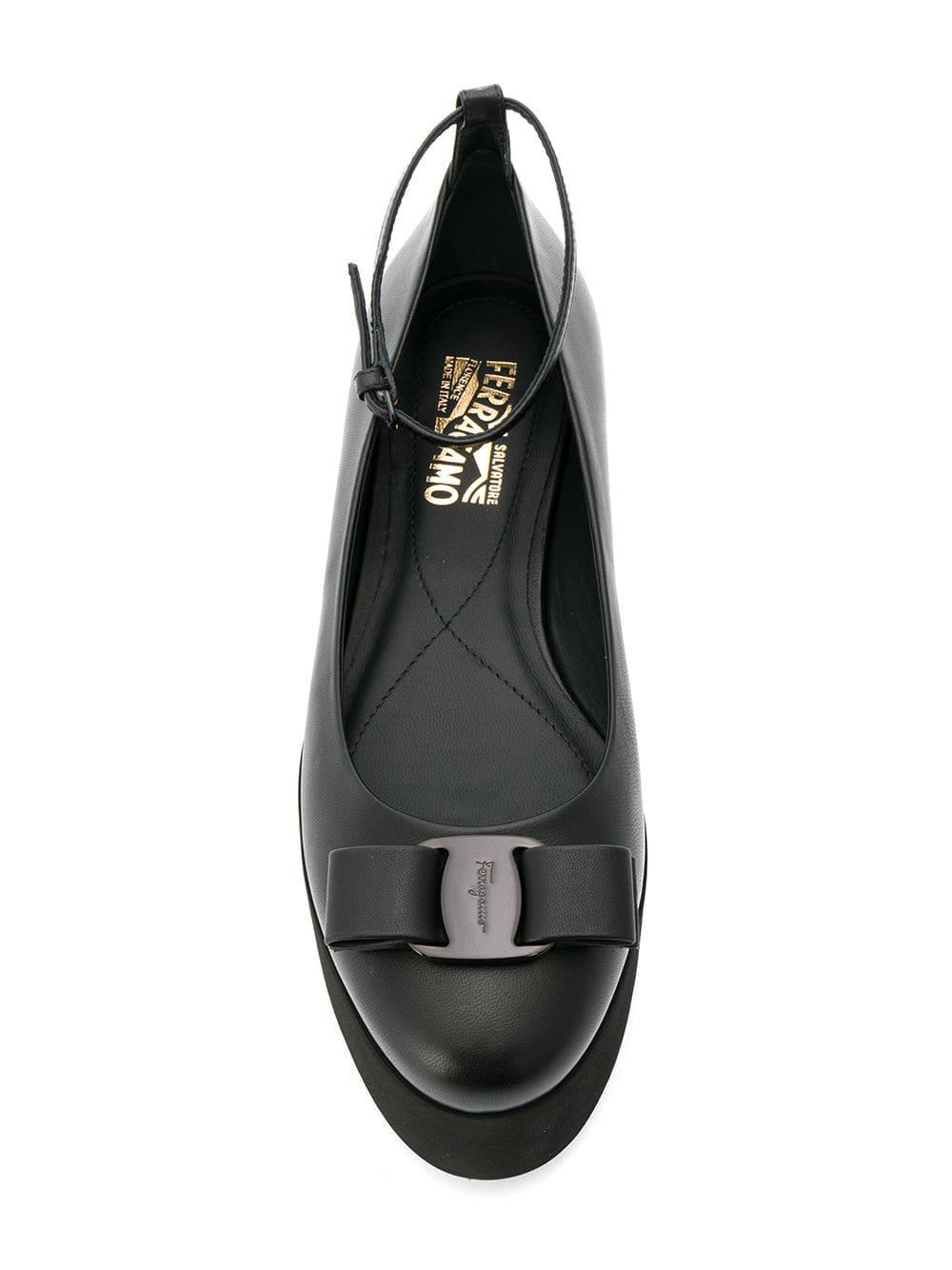 Ferragamo Platform Appliqué Ballerina Shoes in Black | Lyst