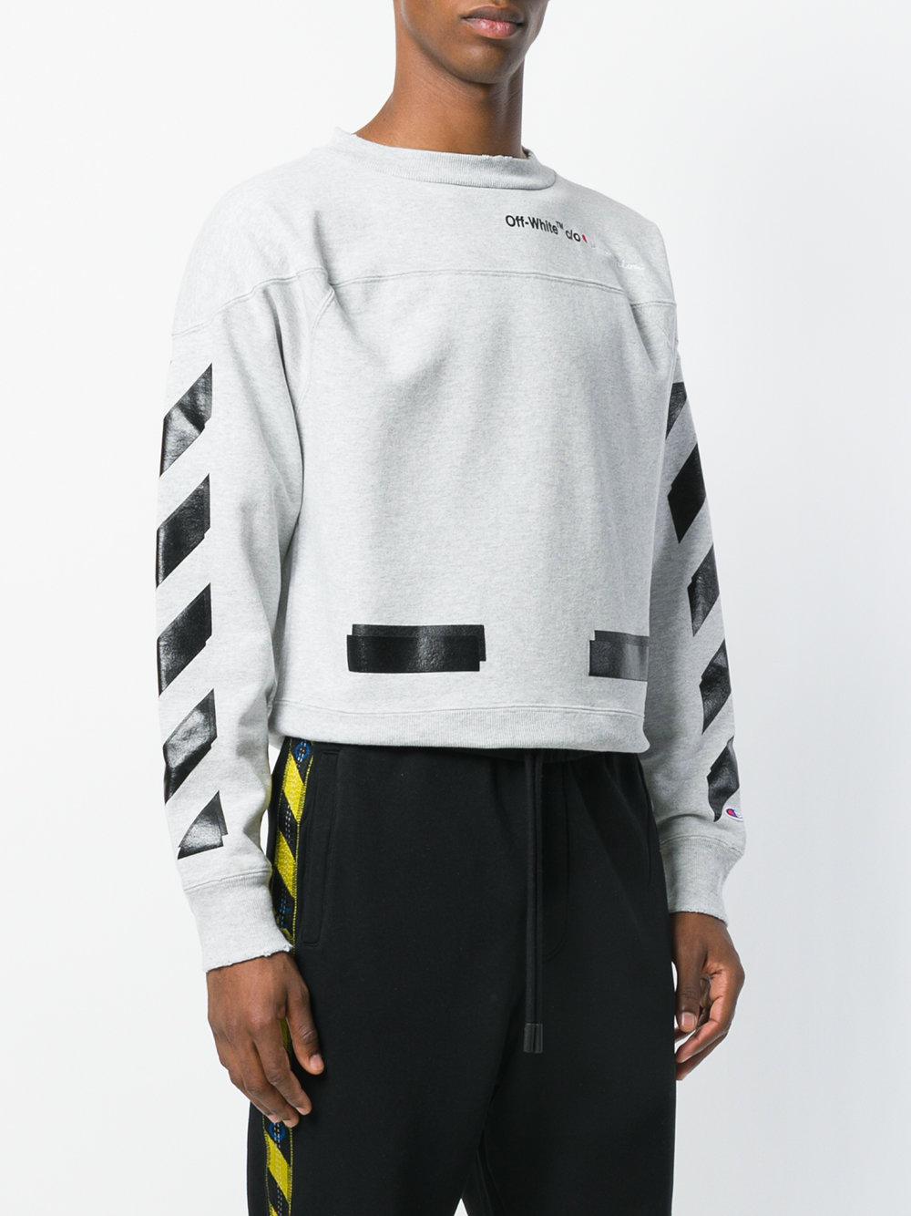 Off-White Virgil Abloh Cotton X Champion Neck Sweatshirt in Grey (Gray) for - Lyst