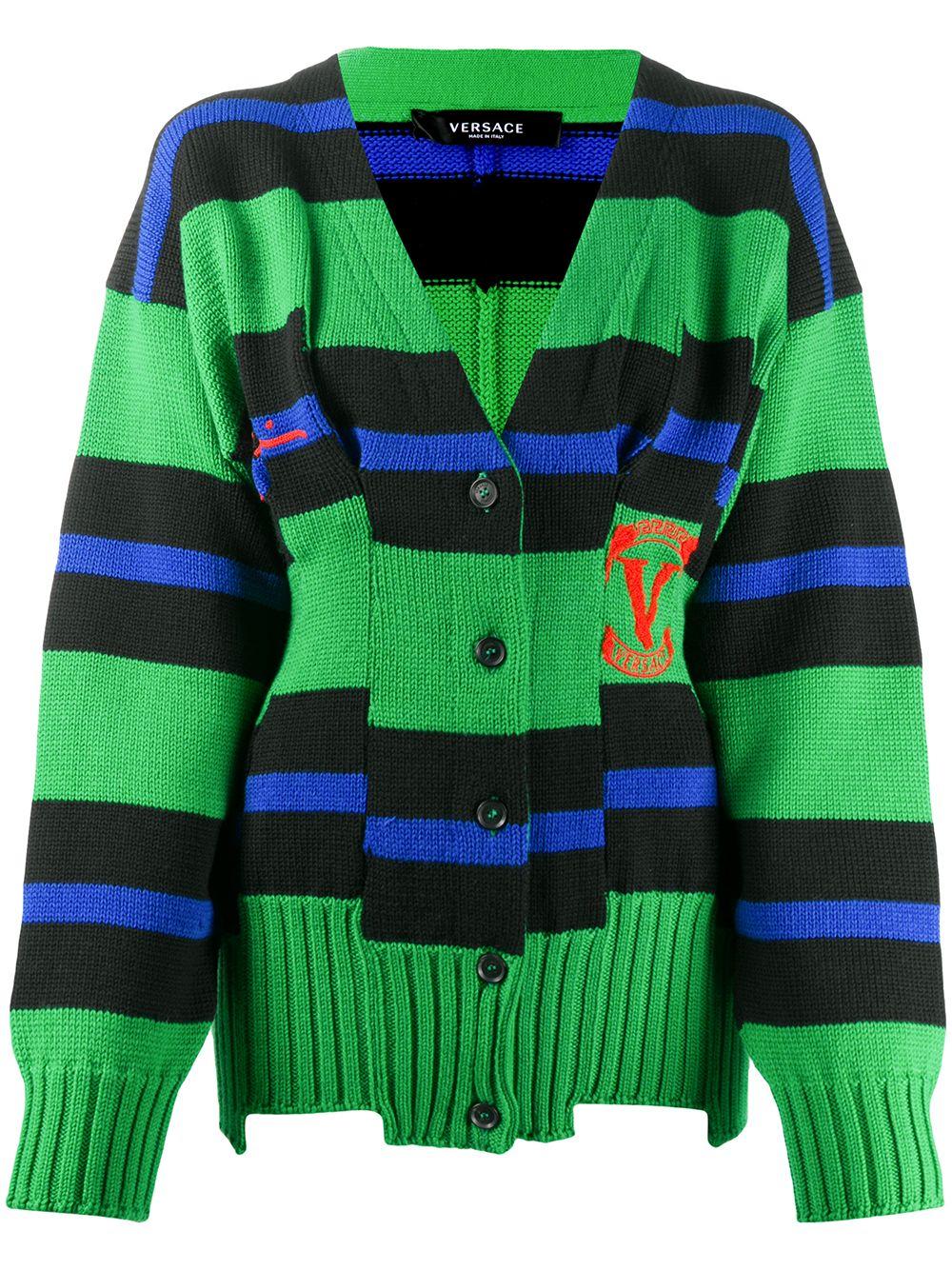 Striped Intarsia-knit Cardigan 