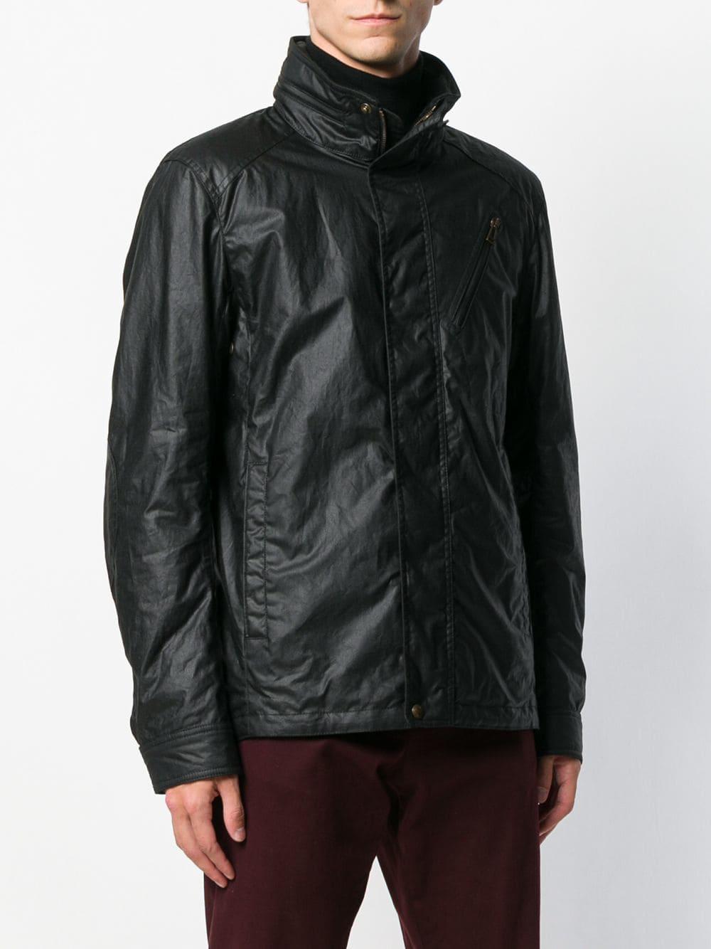 Belstaff Cotton High Neck Jacket in Black for Men Lyst
