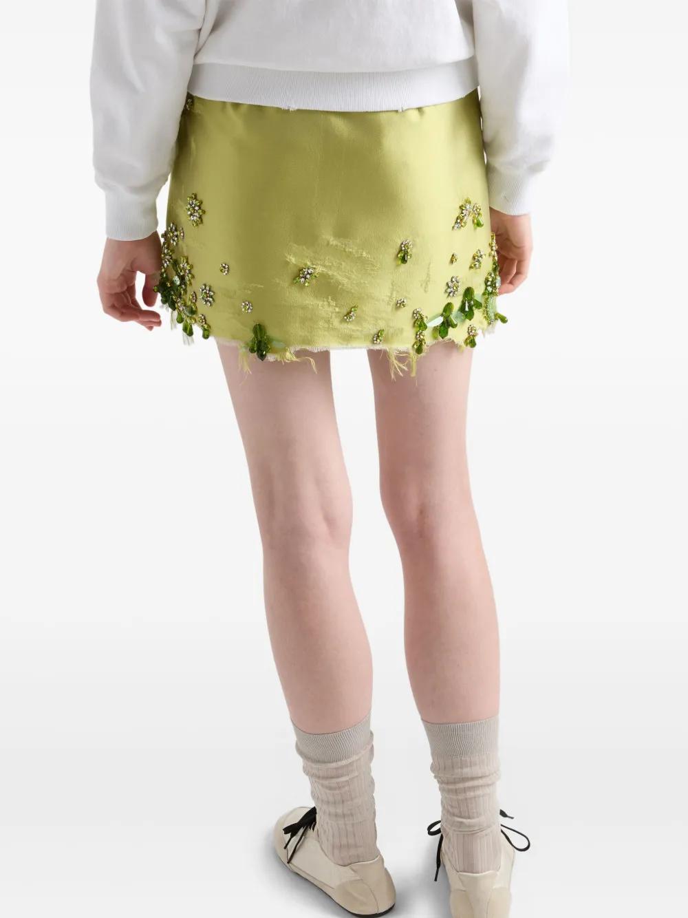 Prada Embellished Mini Skirt in Green | Lyst