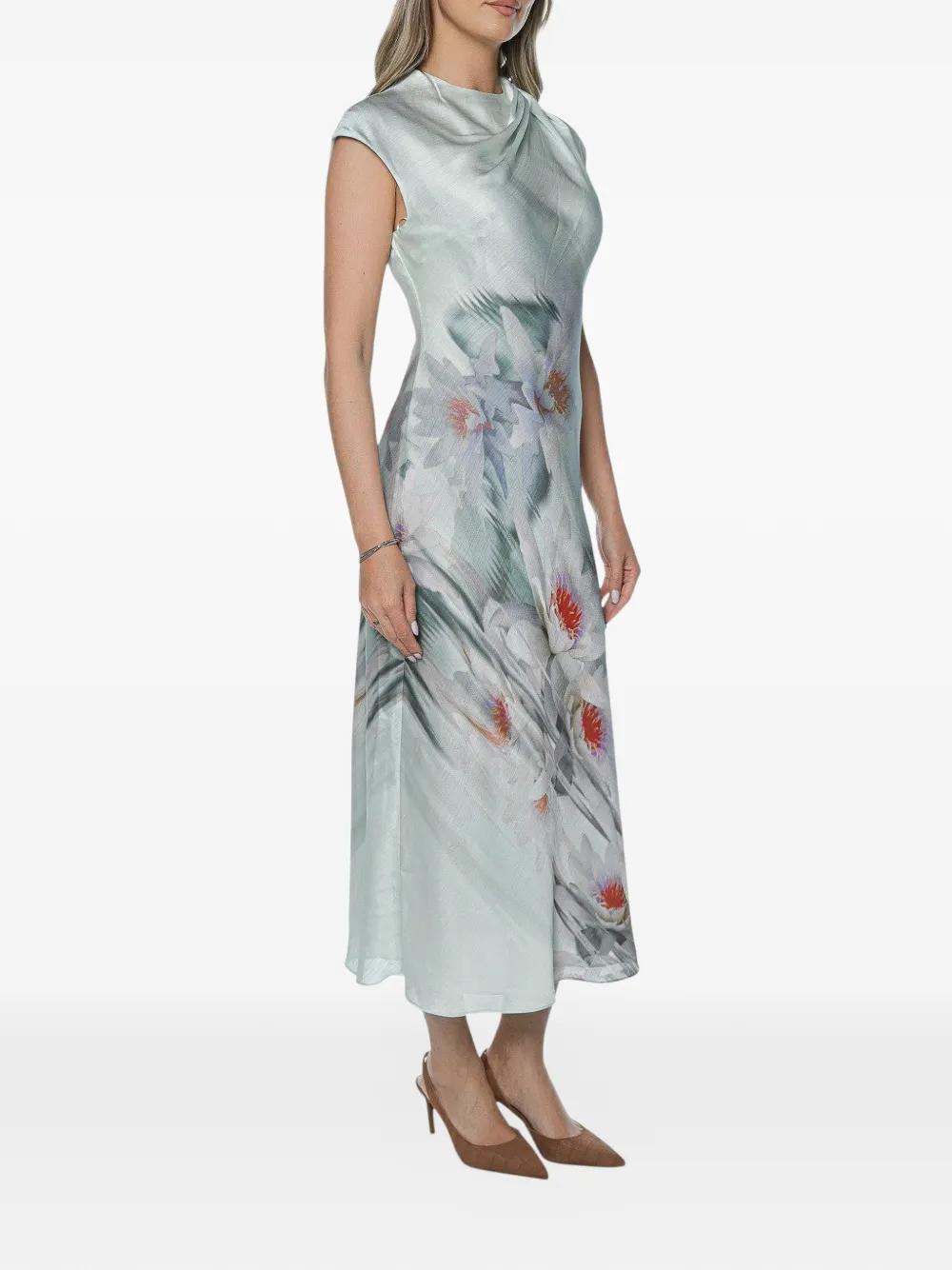 ted baker grey floral dress Floral Graphic Sleeveless Organza Midi Dress | Florza