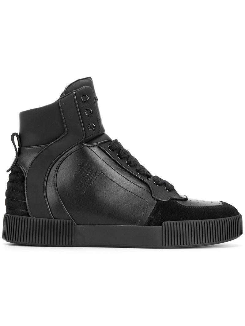 Dolce & Gabbana Leather Hi Top Sneakers in Black for Men - Lyst