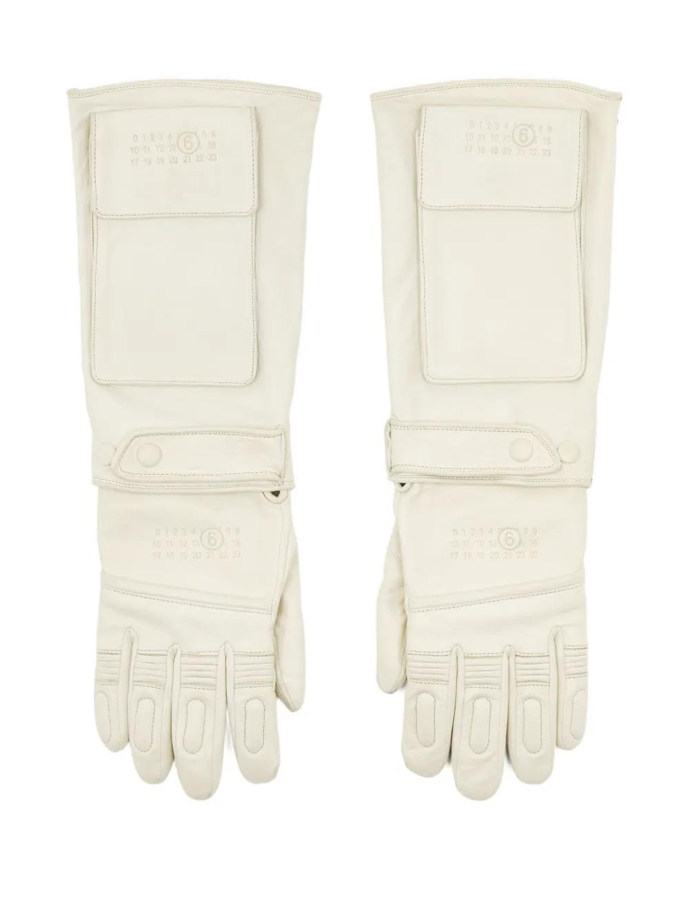 MM6 手袋 MM6 手袋 MM6 Maison Margiela レザーグローブ | ブラック