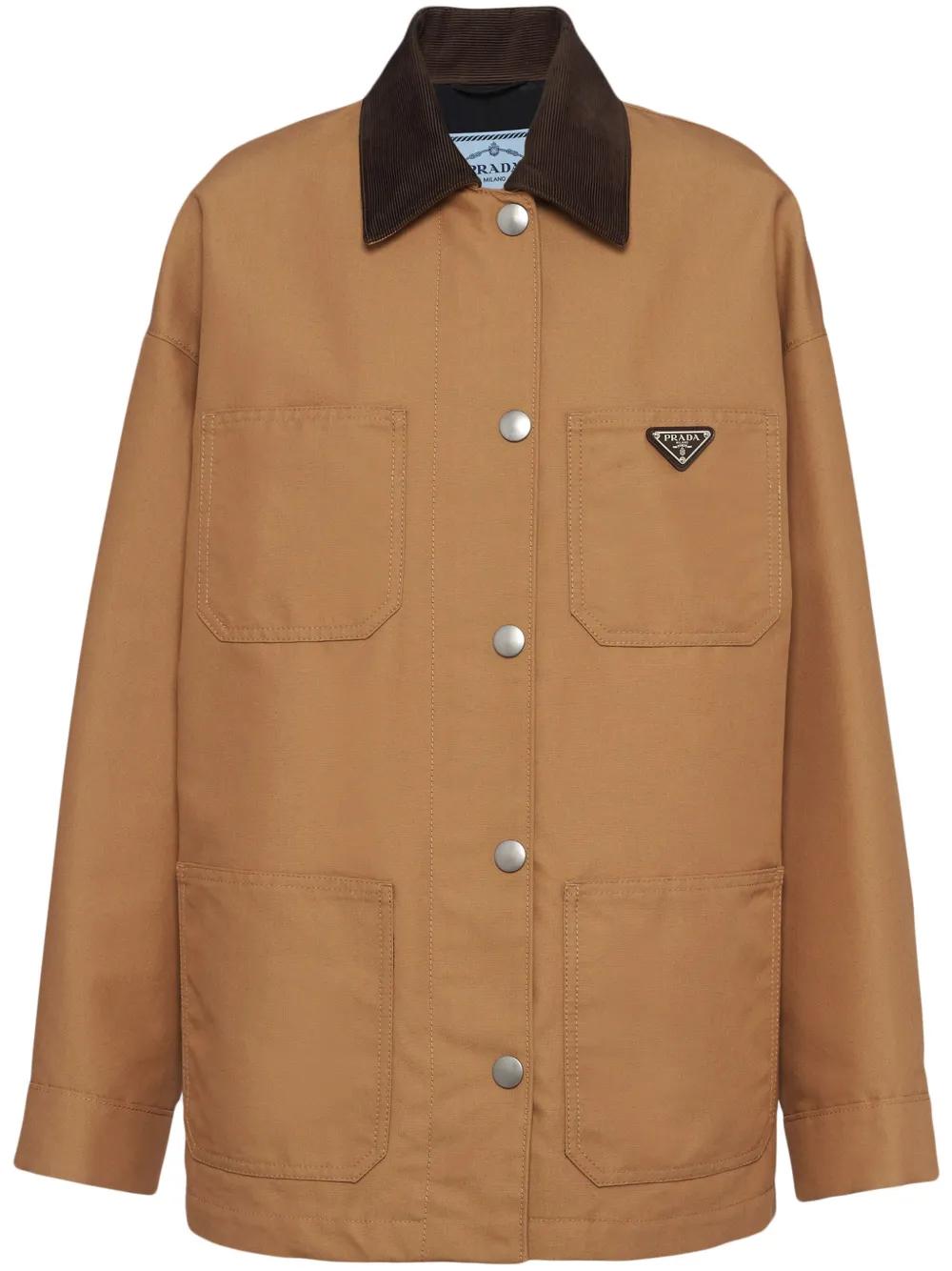 Prada Oversized Canvas Jacket in Brown | Lyst