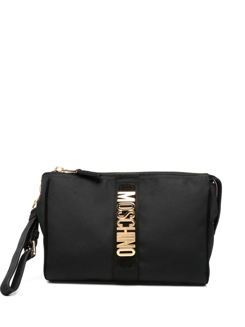 クラッチバッグ MOSCHINO COUTURE Woman Clutch Black MC4229PP0MOR0 000 MOSCHINO Logo-patch Quilted Clutch Bag In Black – Bend The