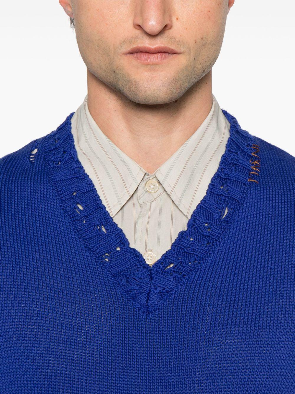 Marni メンズ ブルー Vネック トップ セーター & ニット