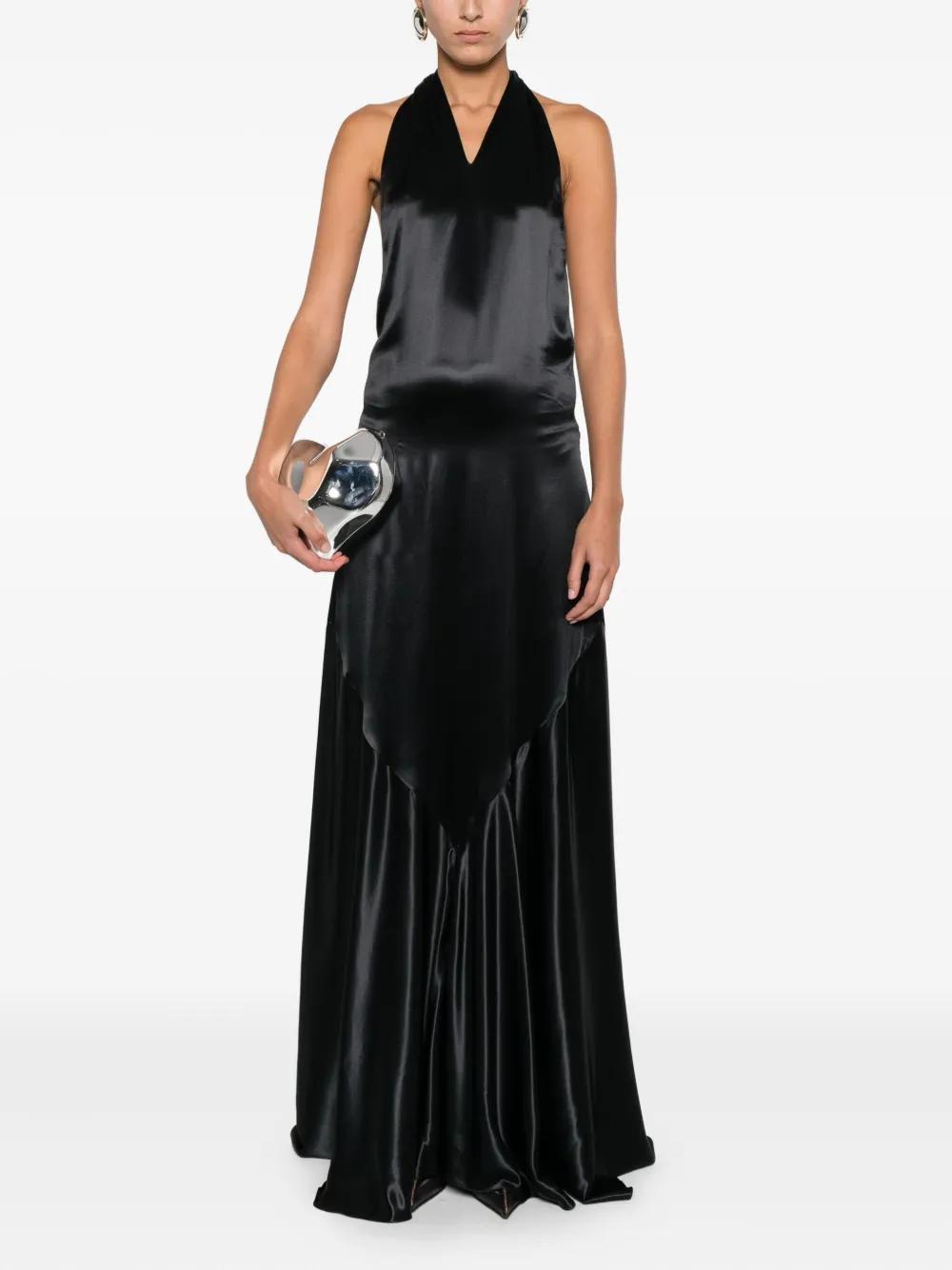 Marni Halterneck Satin Dress in Black | Lyst