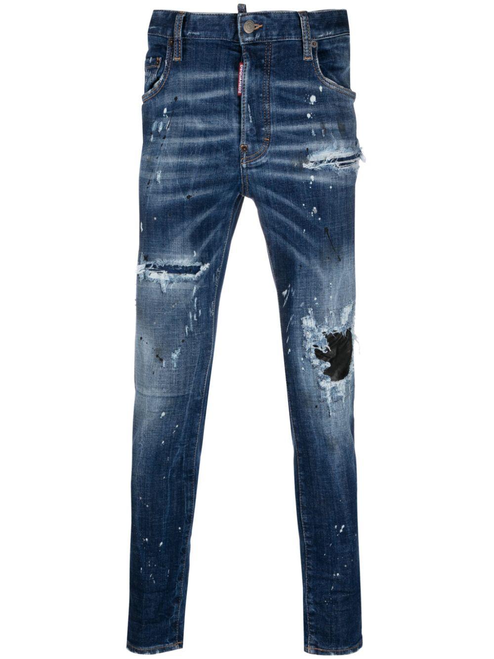DSquared² Super Skinny Low Rise Jeans in Blue
