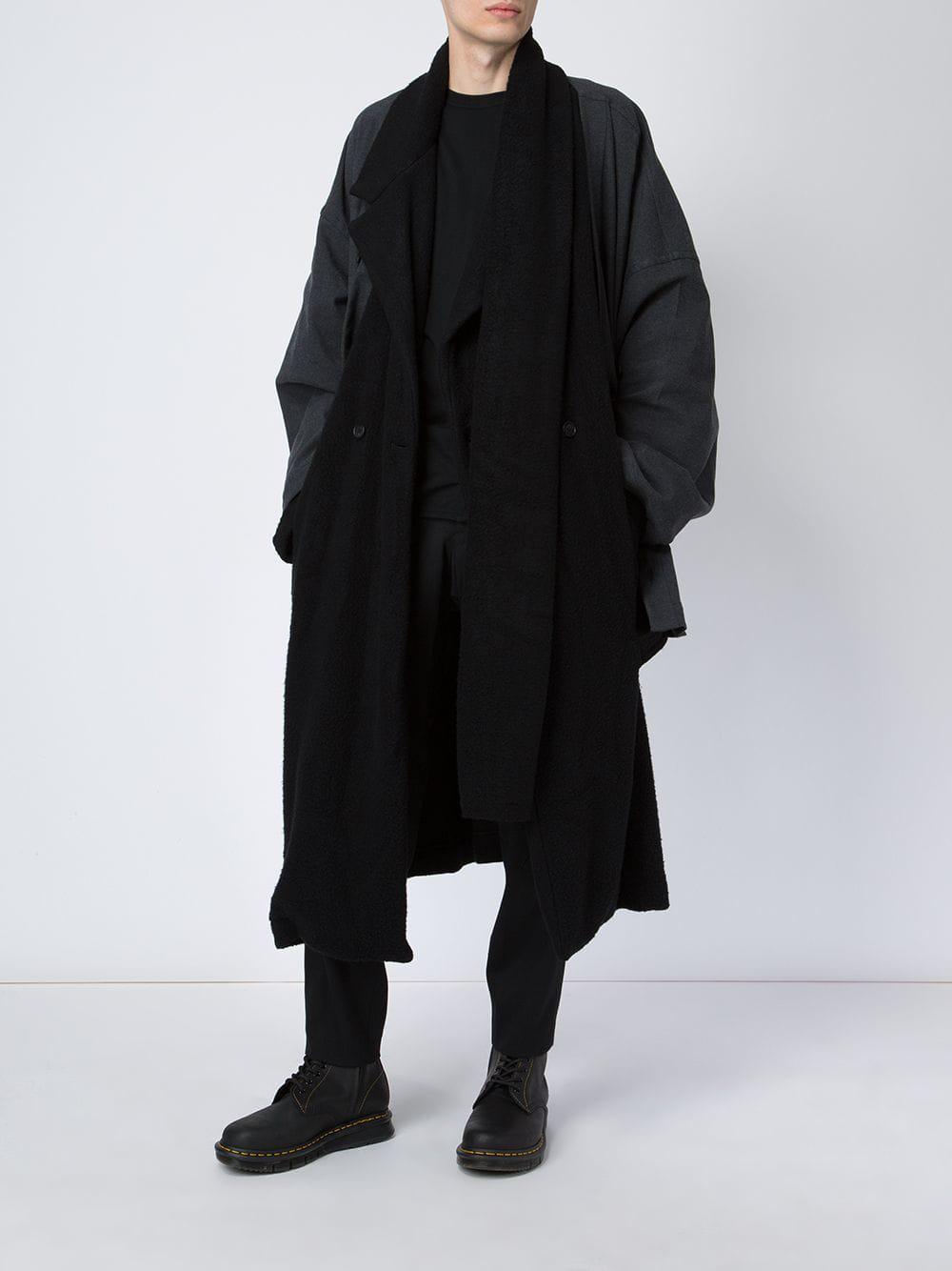 Yohji Yamamoto Wool Layered Long Coat in Black for Men - Lyst