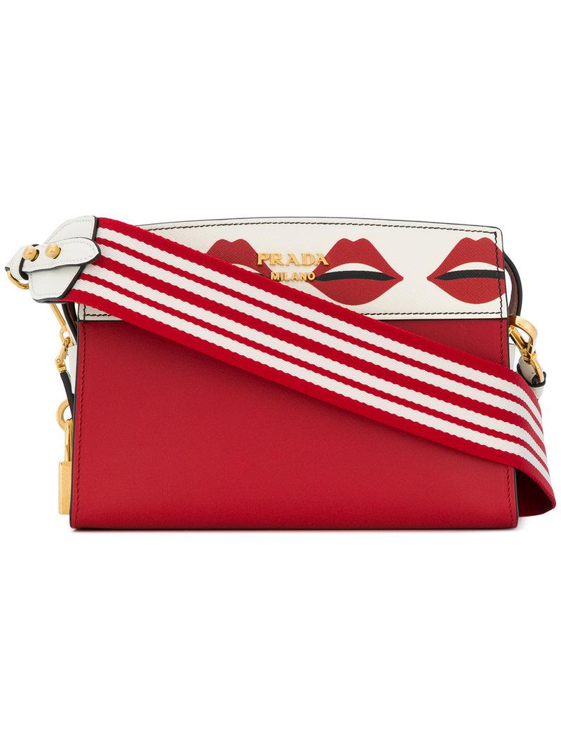 Prada Lip Print Shoulder Bag in Red | Lyst