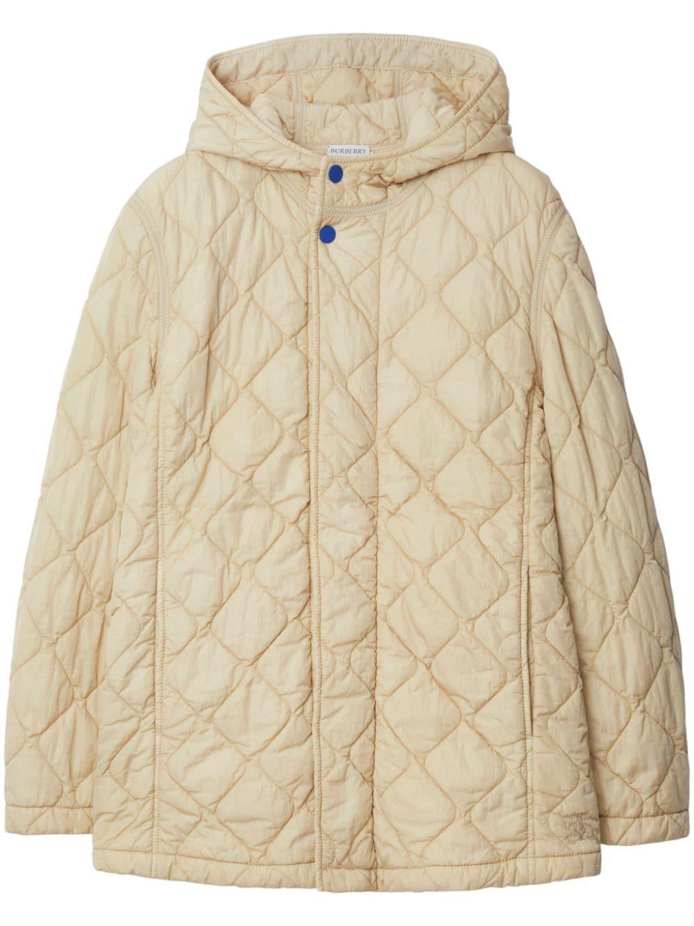 Burberry Quilted Hooded Jacket in Natural Lyst UK