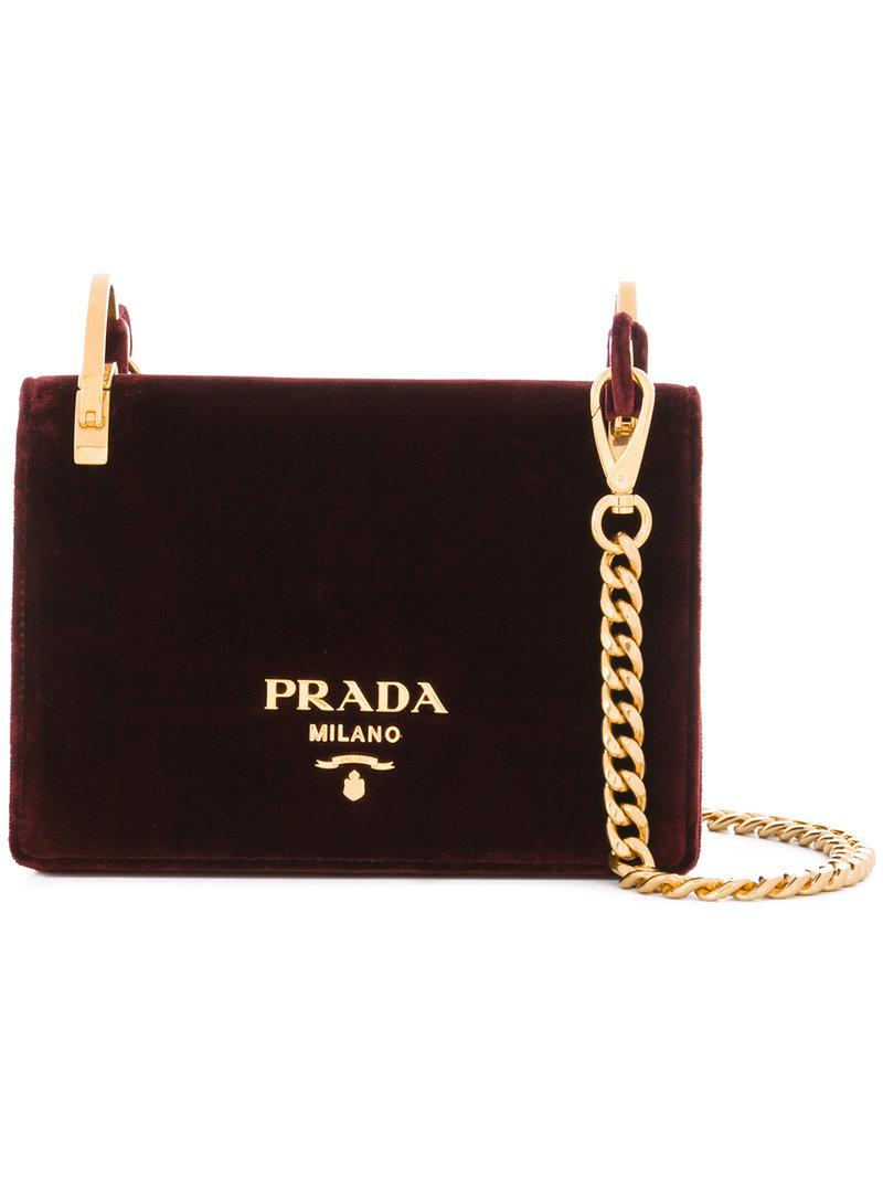 Prada Velvet Pattina Shoulder Bag in Red | Lyst