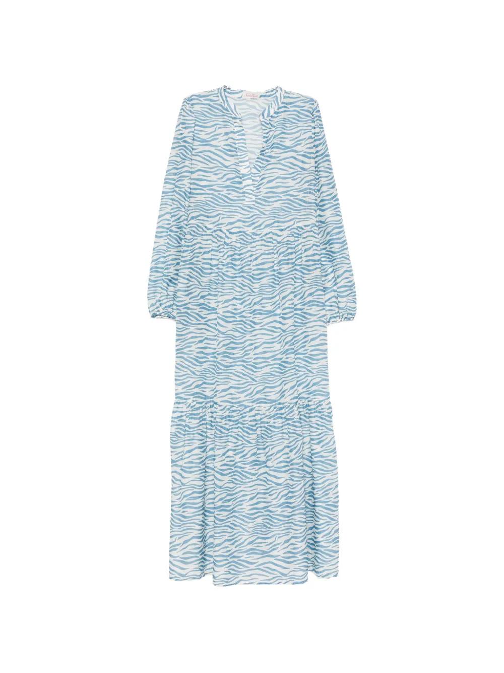 blue zebra print dress Animal Print Long Sleeve Maxi Dress, Blue Animal – Jolie Moi Retail