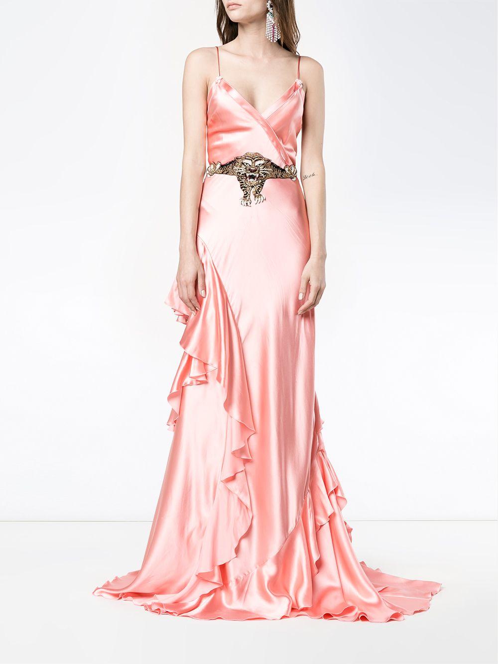 Gucci Ruffle Slip Gown in Pink